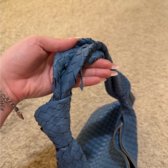 Melie Bianco Blue Woven Hobo Bag - Picture 3 of 5